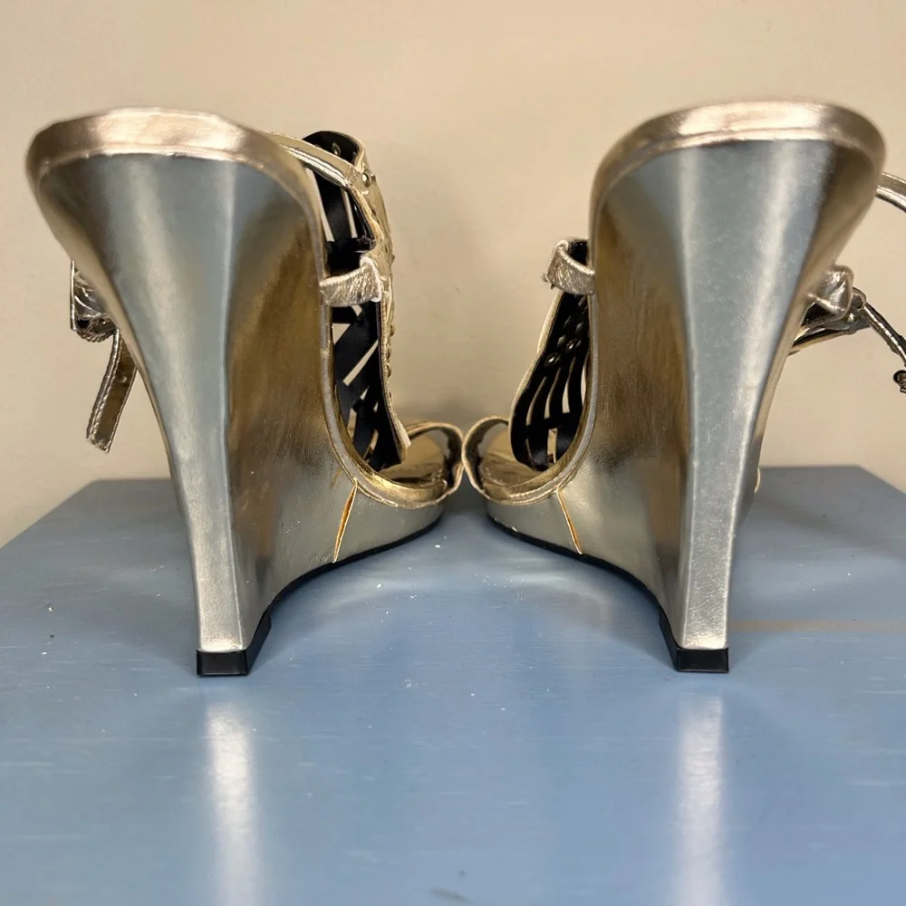 LFL Metallic Gold Wedge Sandals